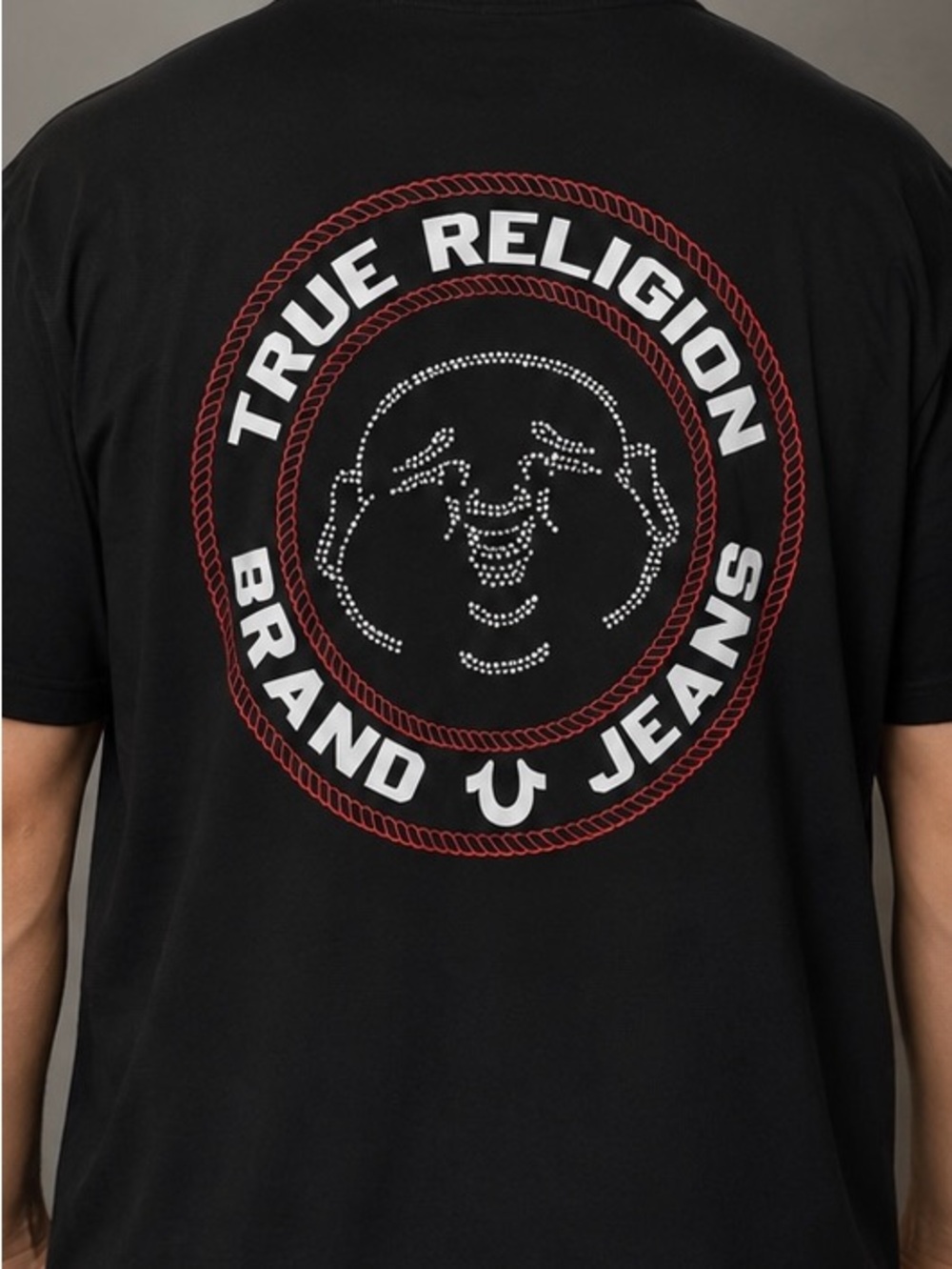 True Religion Men’s Black Buddha Logo Graphic T-Shirt Size Large NWT